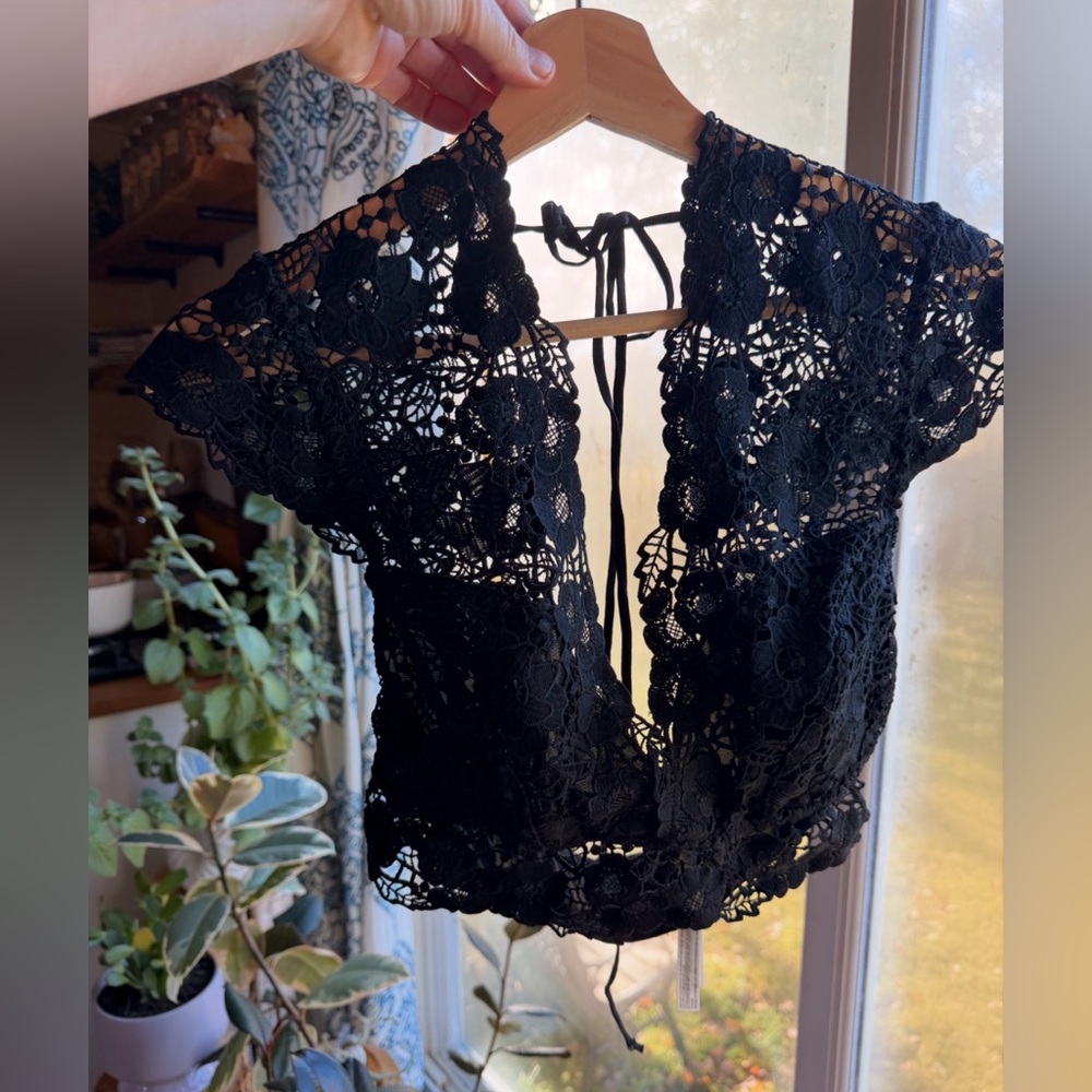 Anthropologie Lace Bustier Top Black Size Large - Picture 2 of 6